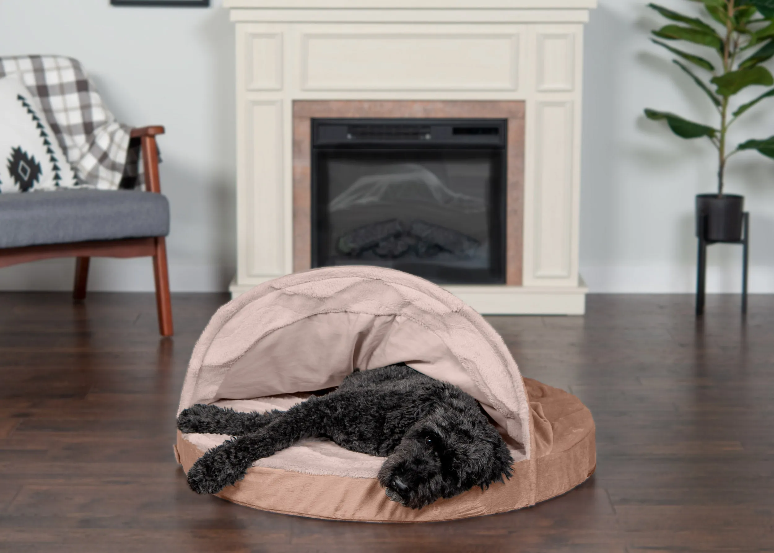 Snuggery Burrow Dog Bed - Wave Fur & Velvet