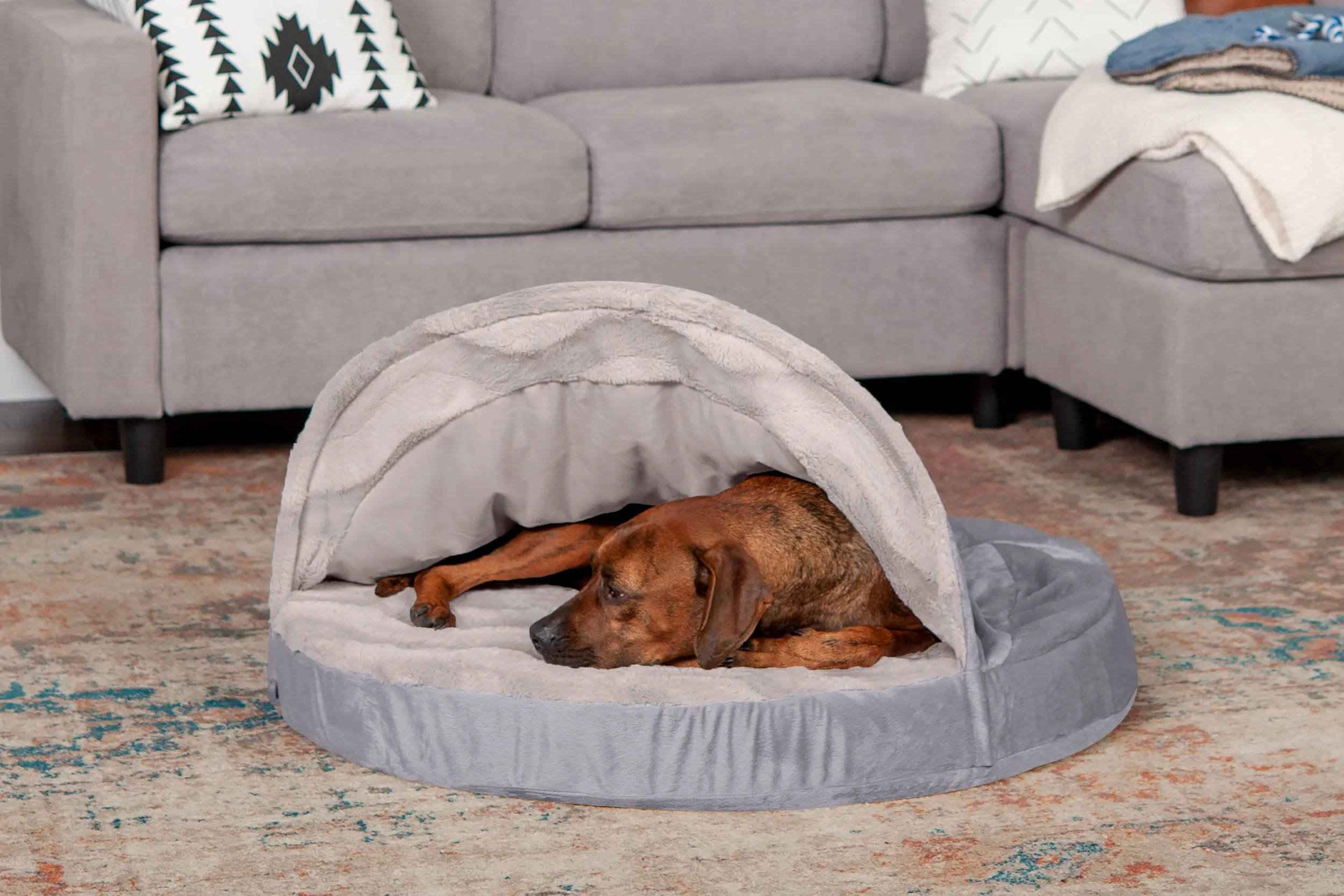 Snuggery Burrow Dog Bed - Wave Fur & Velvet