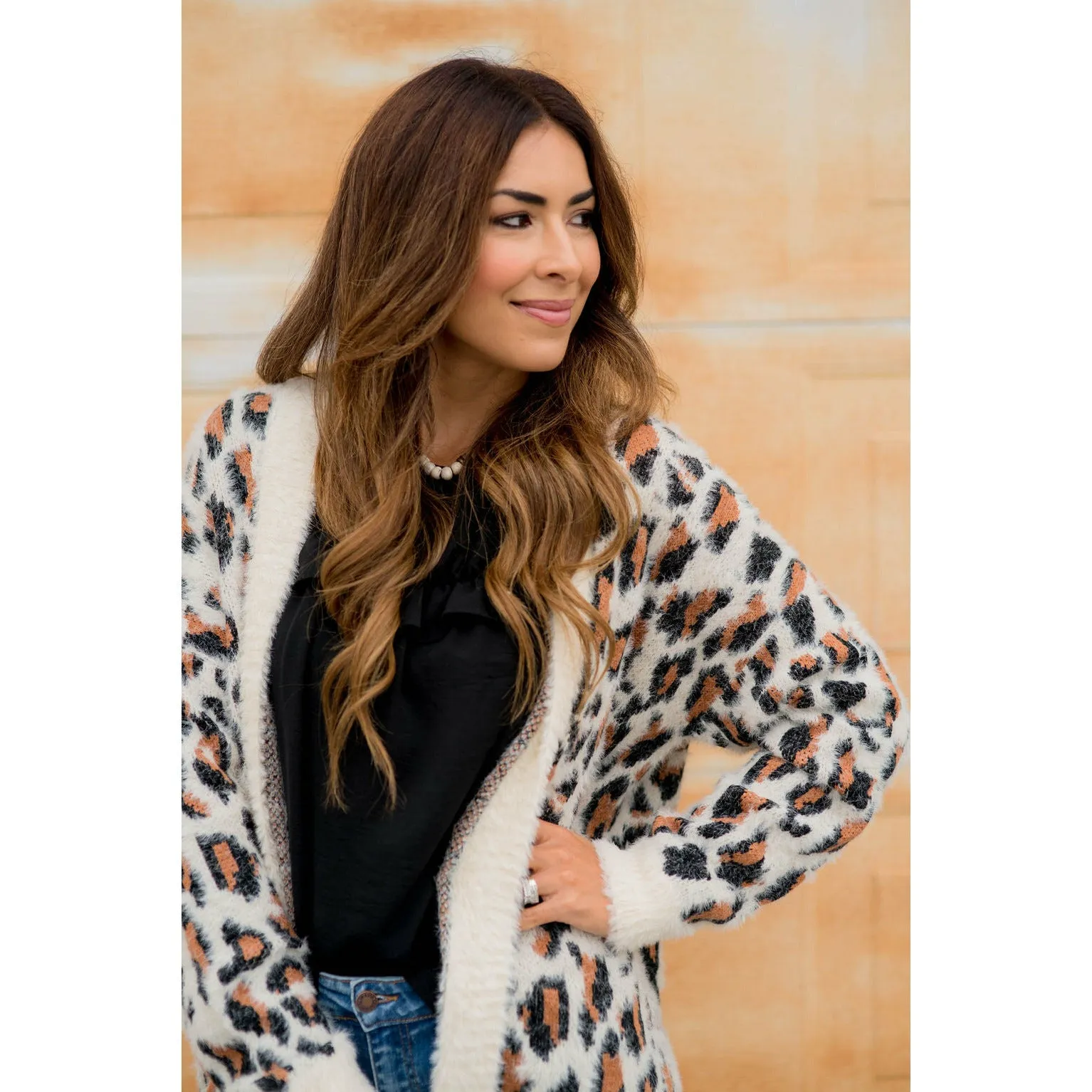 So Soft Solid Trimmed Leopard Cardigan