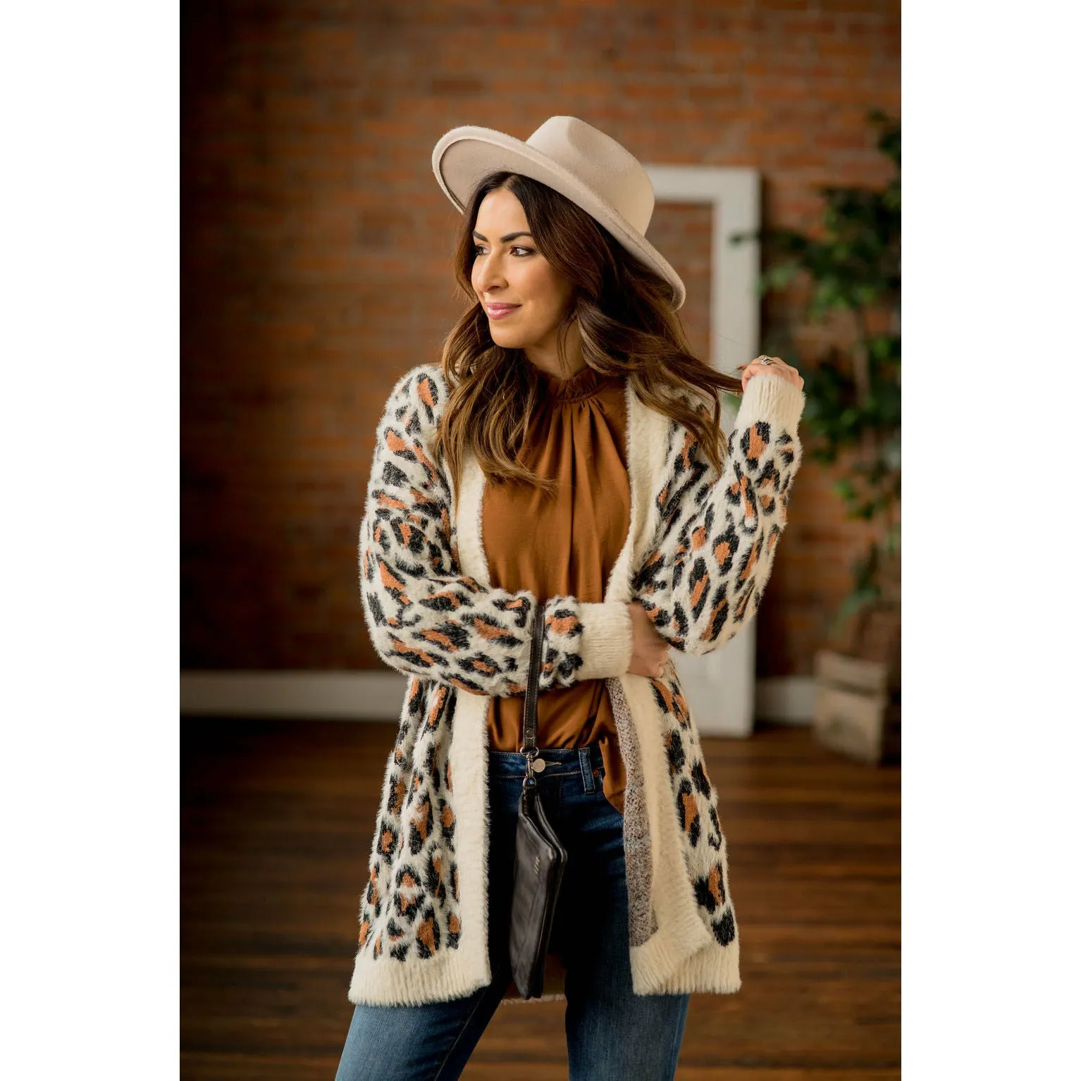 So Soft Solid Trimmed Leopard Cardigan