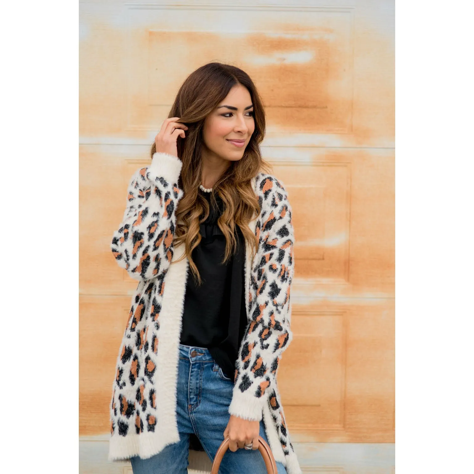 So Soft Solid Trimmed Leopard Cardigan