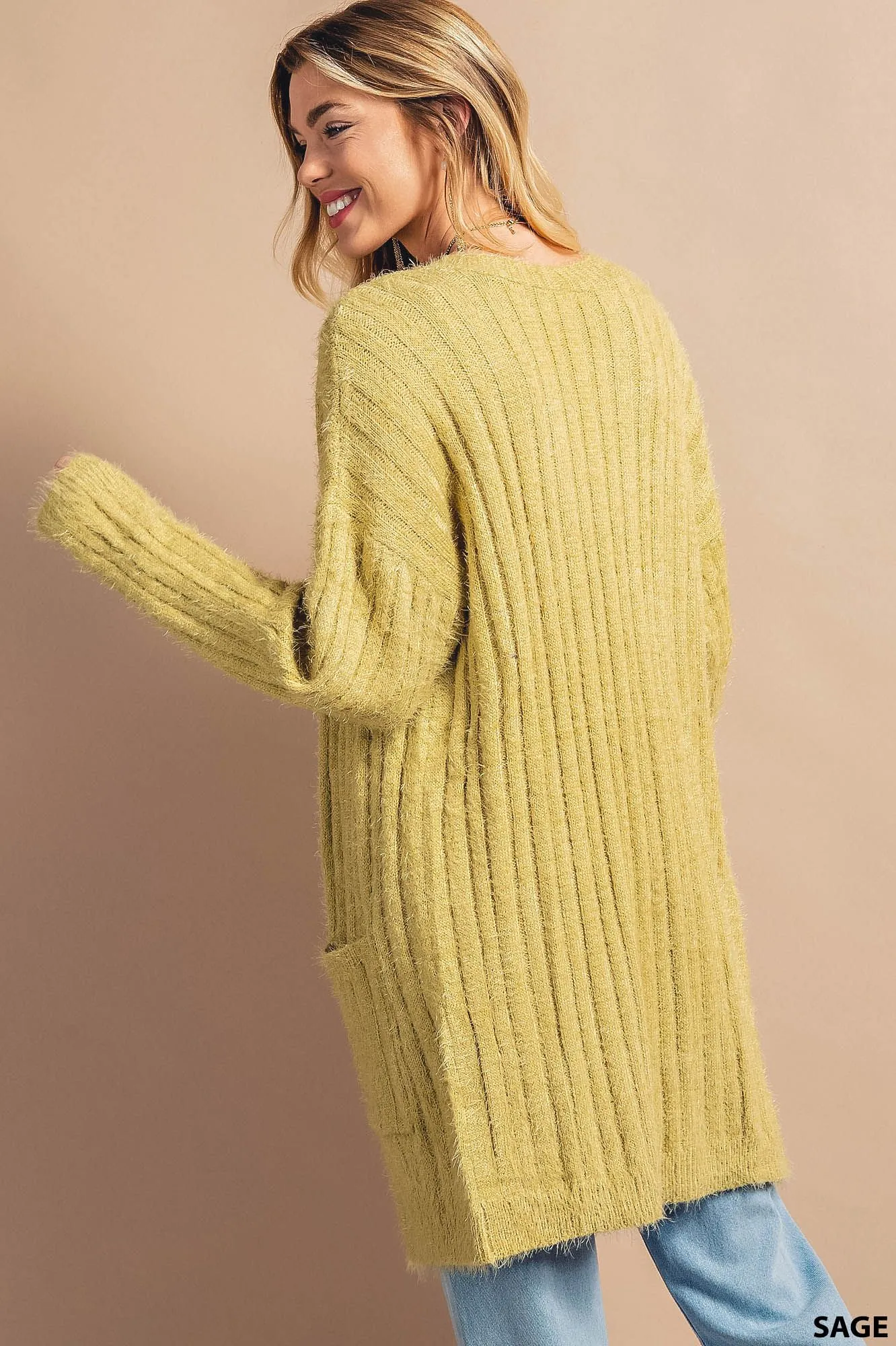 Soft Open Cardigan - sage