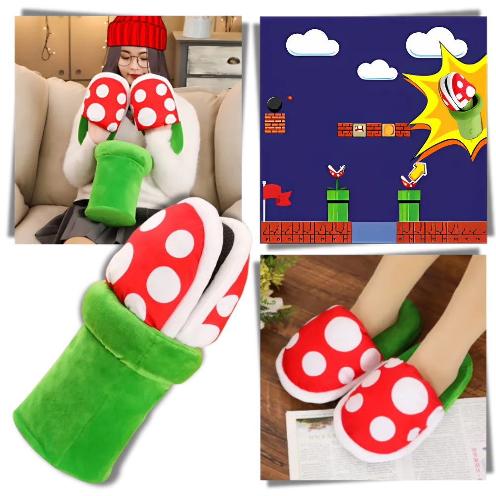 Soft Plush Mario Piranha Plant Slippers