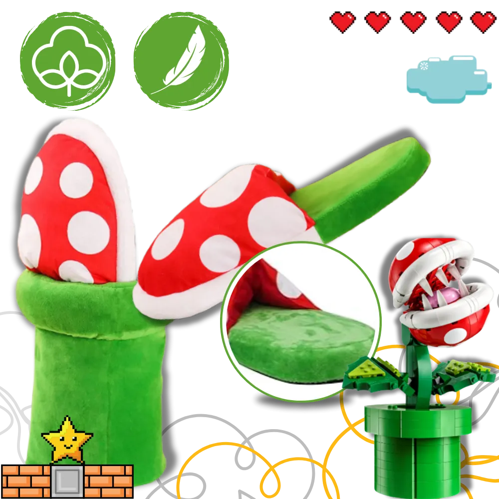 Soft Plush Mario Piranha Plant Slippers