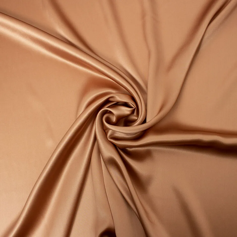 Soft Tawny Brown Silk Satin