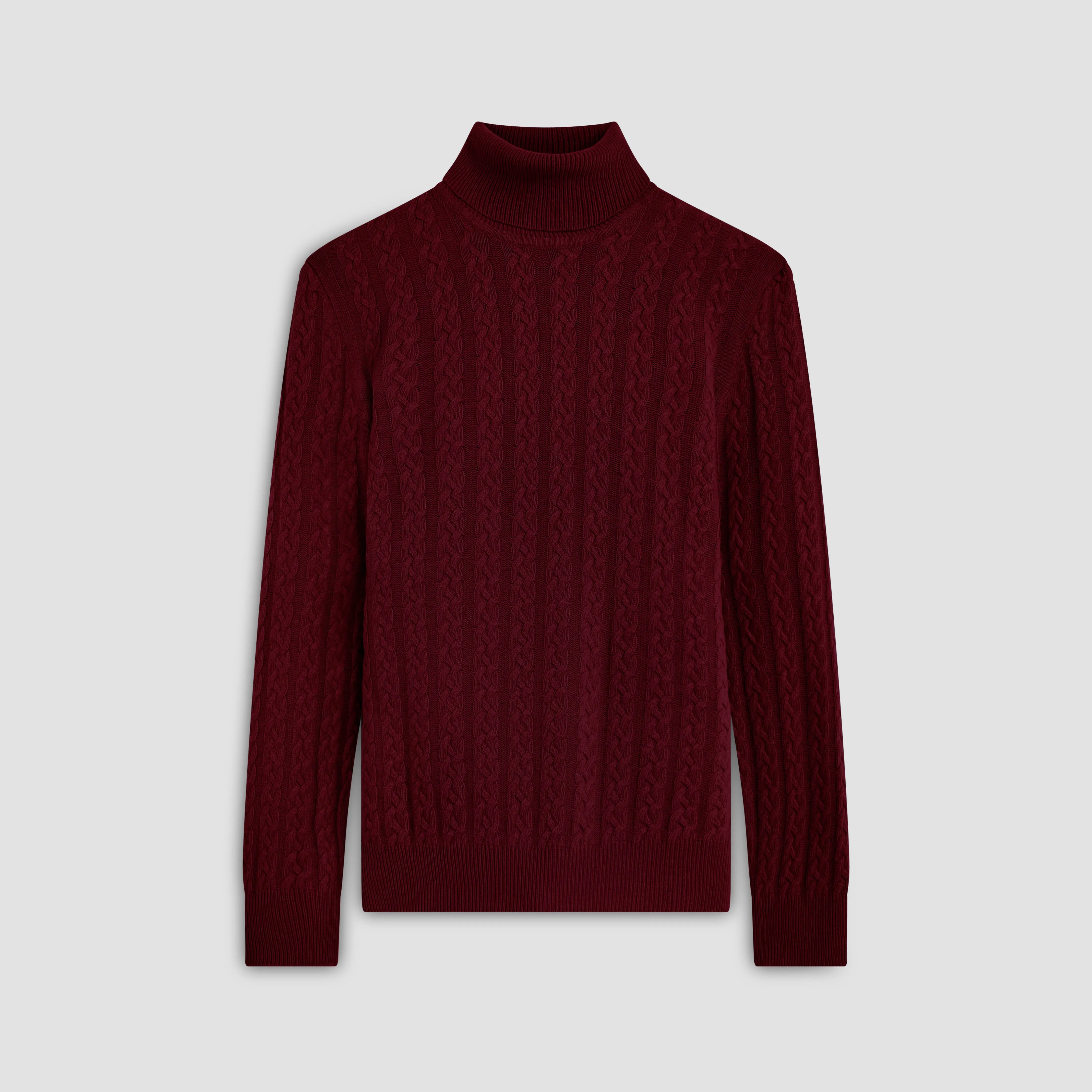 Solid Cable Turtleneck Sweater