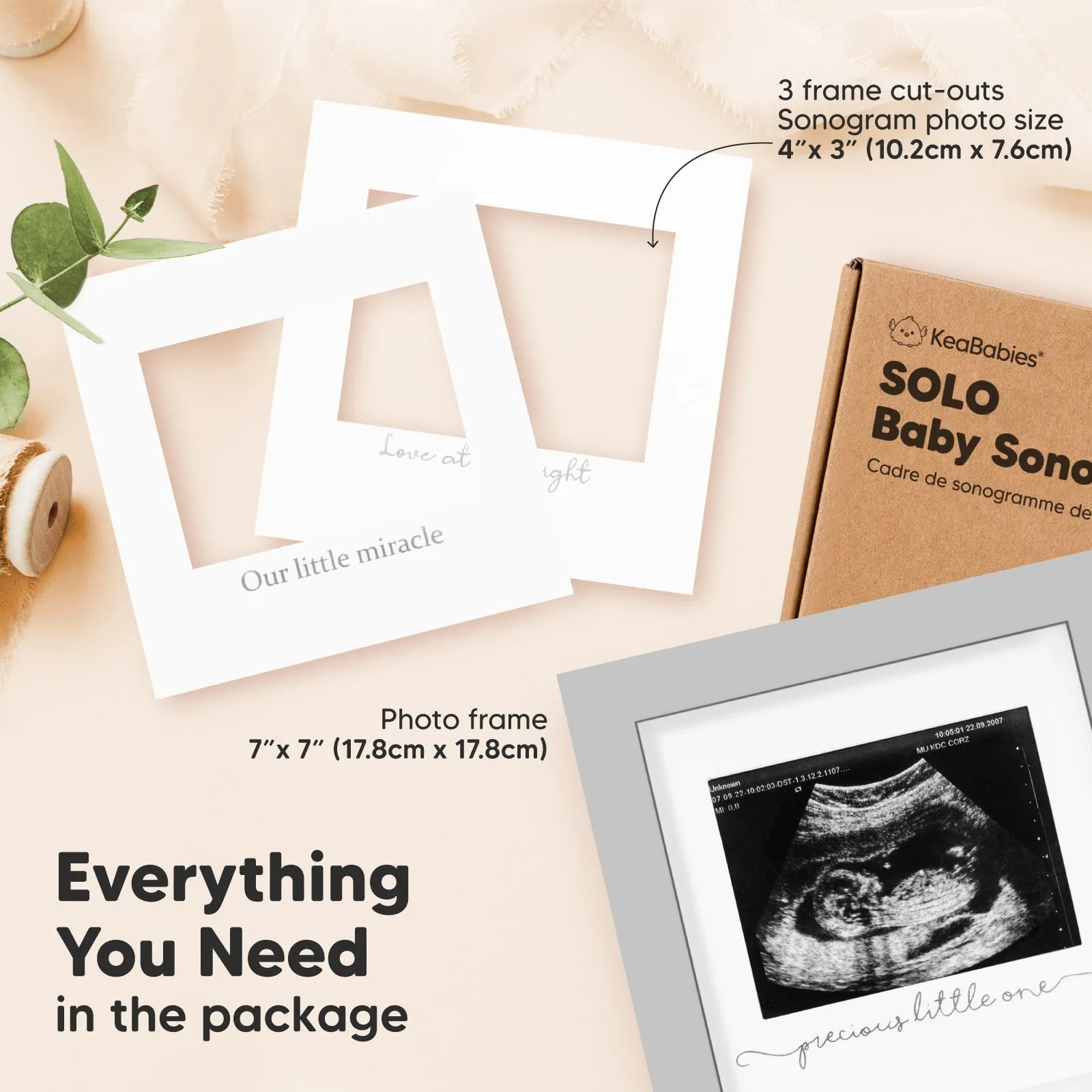 Solo Baby Sonogram Frame (Cloud Gray)