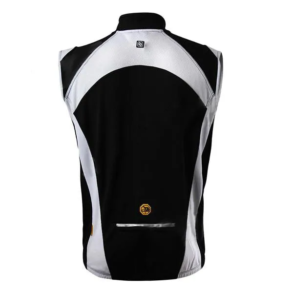 Spakct Cycling Brushed Polyester Fabric Sleeveless Zipper Vest for Men - Black   White (XL)