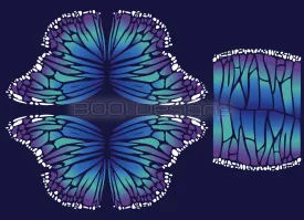 Spandex Circle Panel Wings Purple Teal Regular - Glitter Stardust