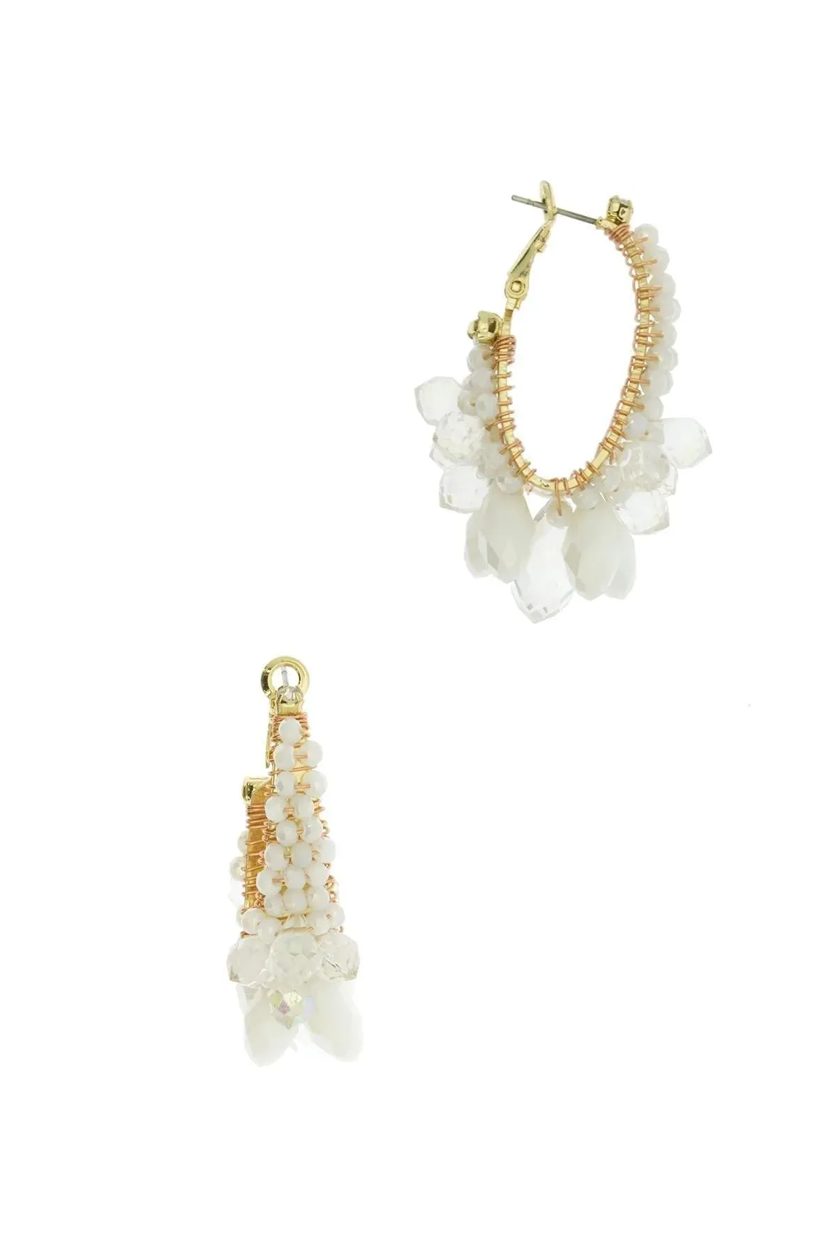 Sparkling Beaded Crystal Hoop Earrings