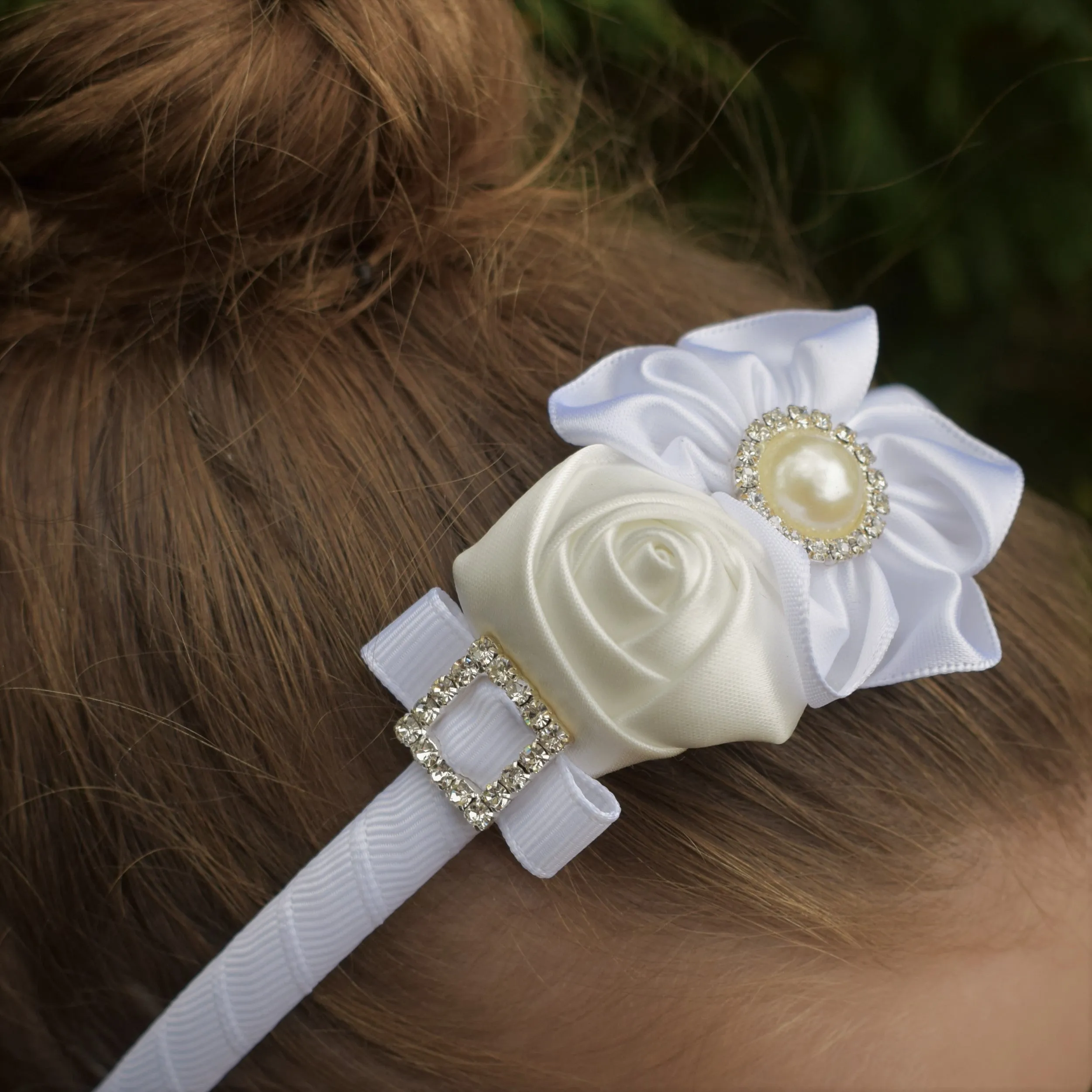 Special Occasion Headband - white flowers