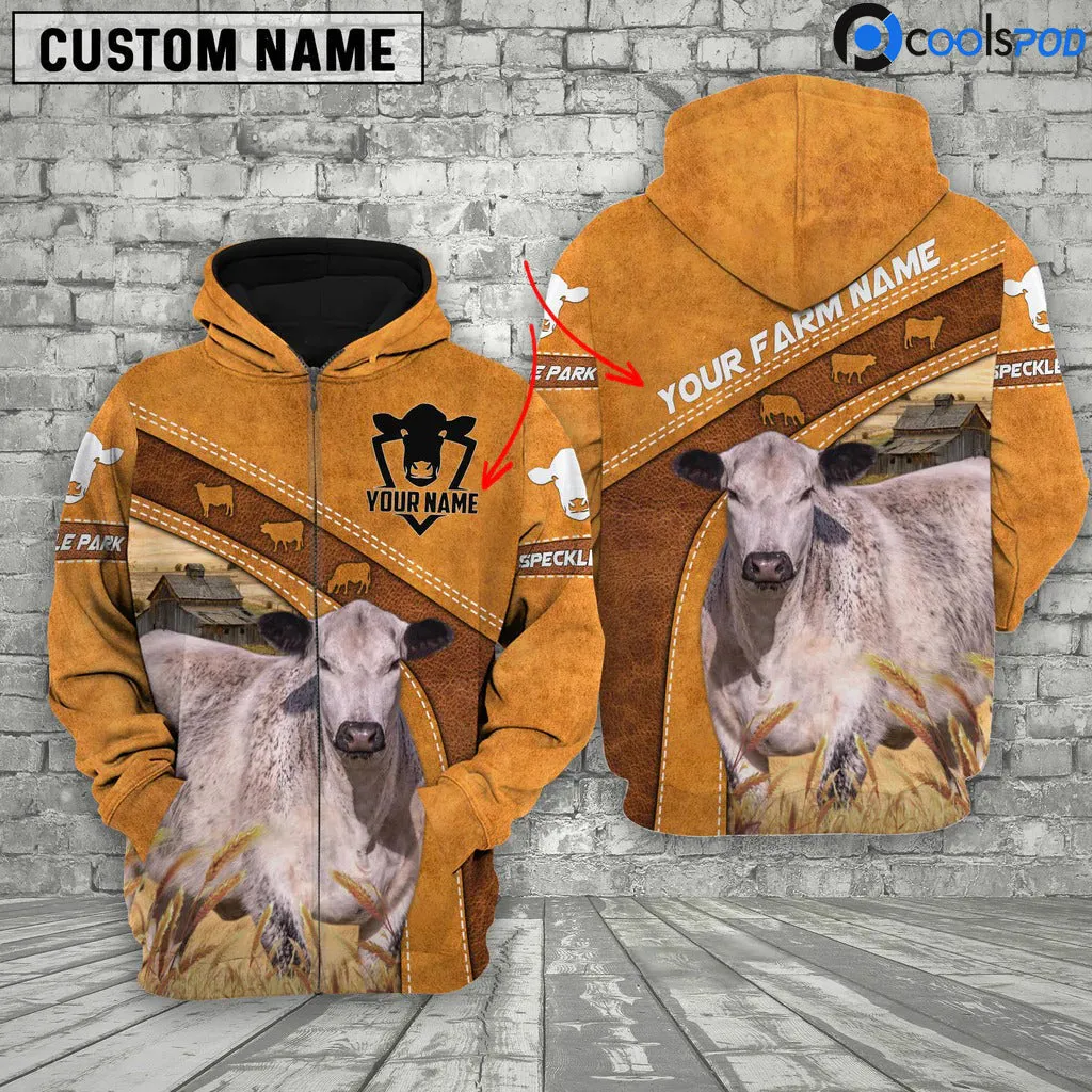 Speckle Park Cattle Hoodie Cow Zip Hoodie, Cow Farm Outfit Men Women