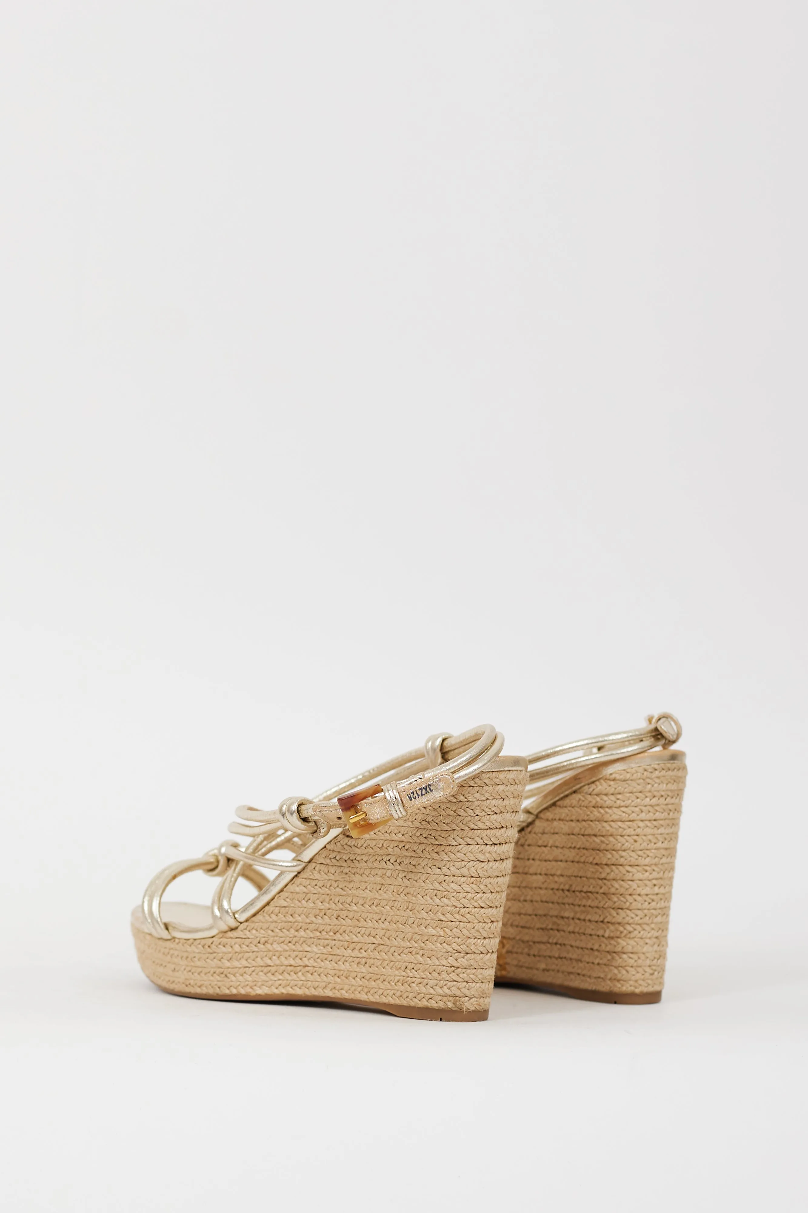 Sport Gold Leather & Espadrille Wedge Sandal