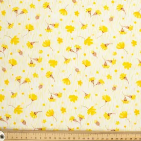 Spring Blooms Collection #15 Yellow Flower on White Cotton Prints