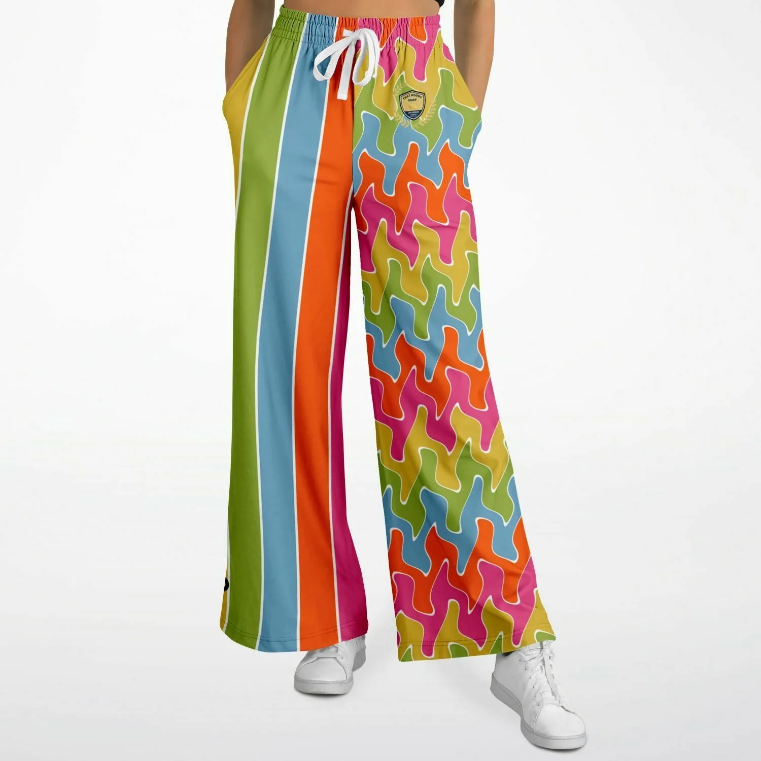 Spring Rain Rugby Stripe Eco-Poly Wide Leg Pants