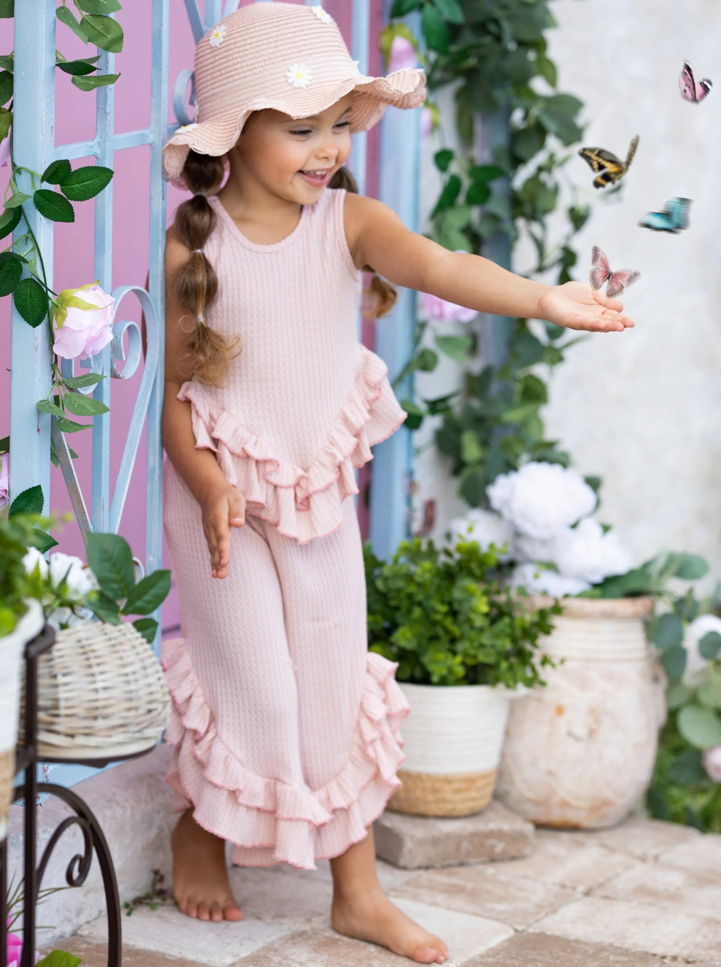 Springtime Fun Pastel Ruffle Pants Set