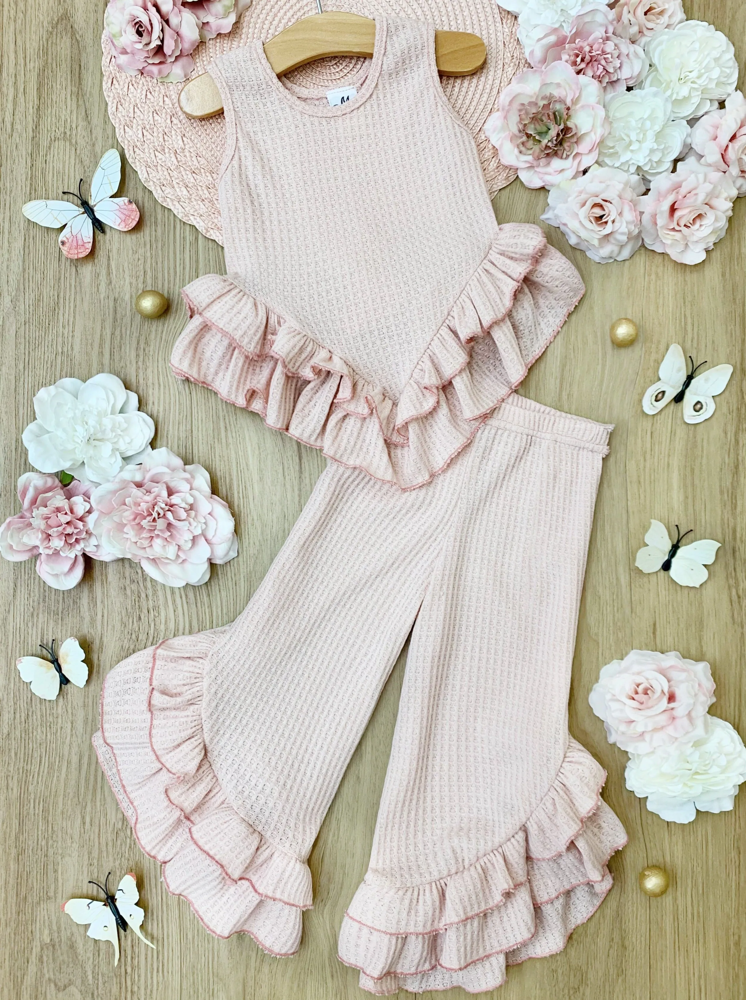 Springtime Fun Pastel Ruffle Pants Set