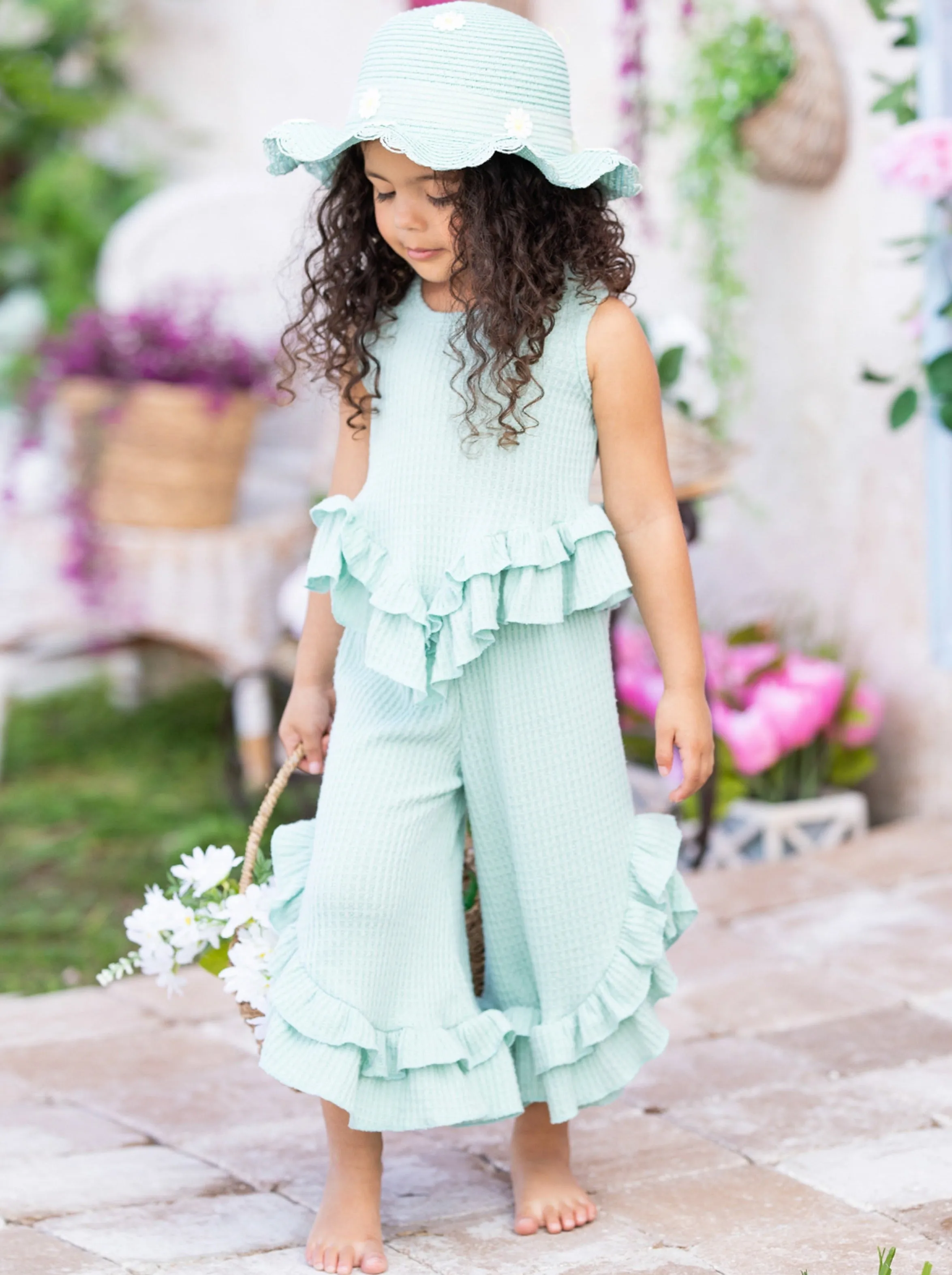 Springtime Fun Pastel Ruffle Pants Set