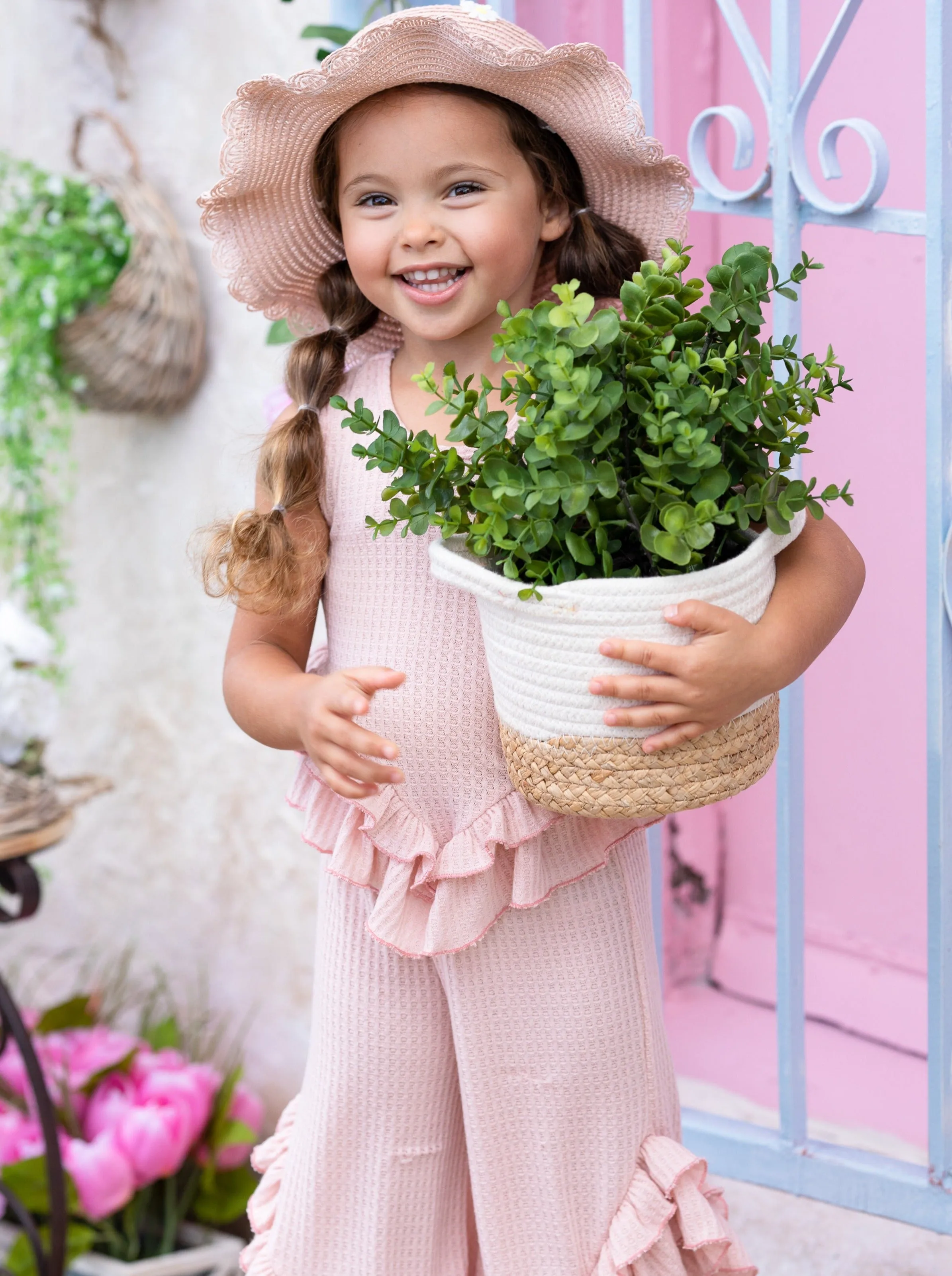 Springtime Fun Pastel Ruffle Pants Set