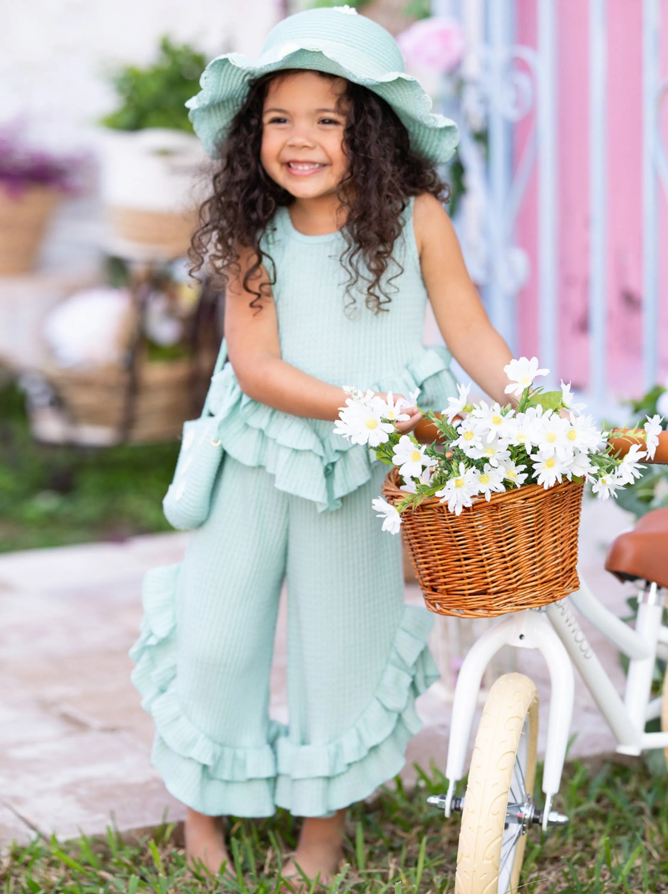 Springtime Fun Pastel Ruffle Pants Set