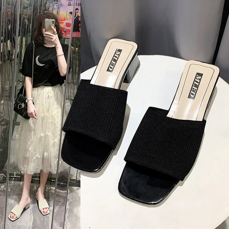 Square Toe Slipper Slides for Women