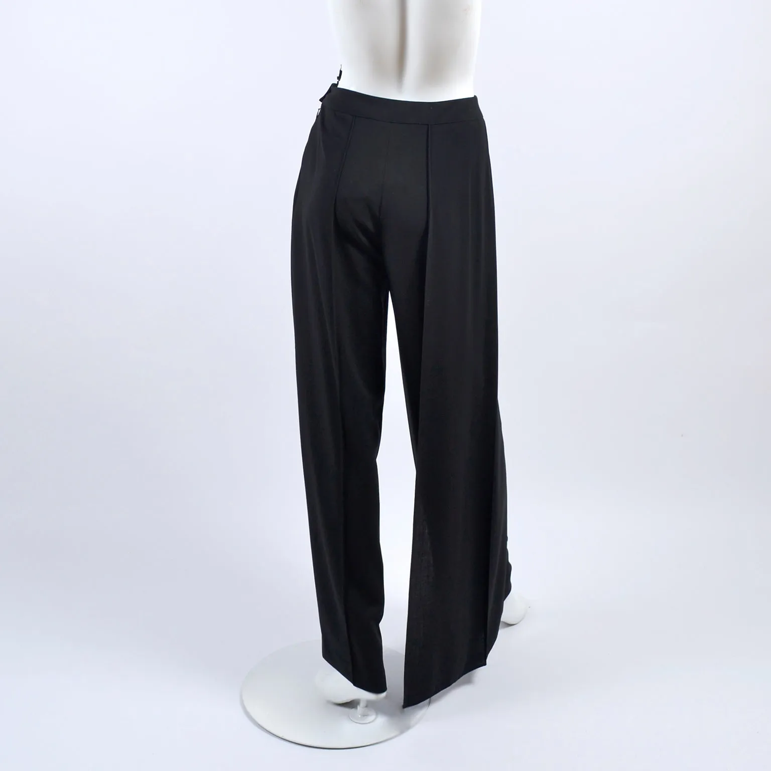 SS 1999 Chanel Wool Pants w/ High Waist & Side Flyaway Panel Deadstock