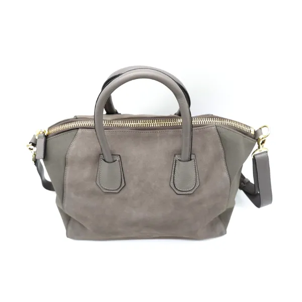 ST IVES - Grey Genuine Suede Leather Handbag Clearance