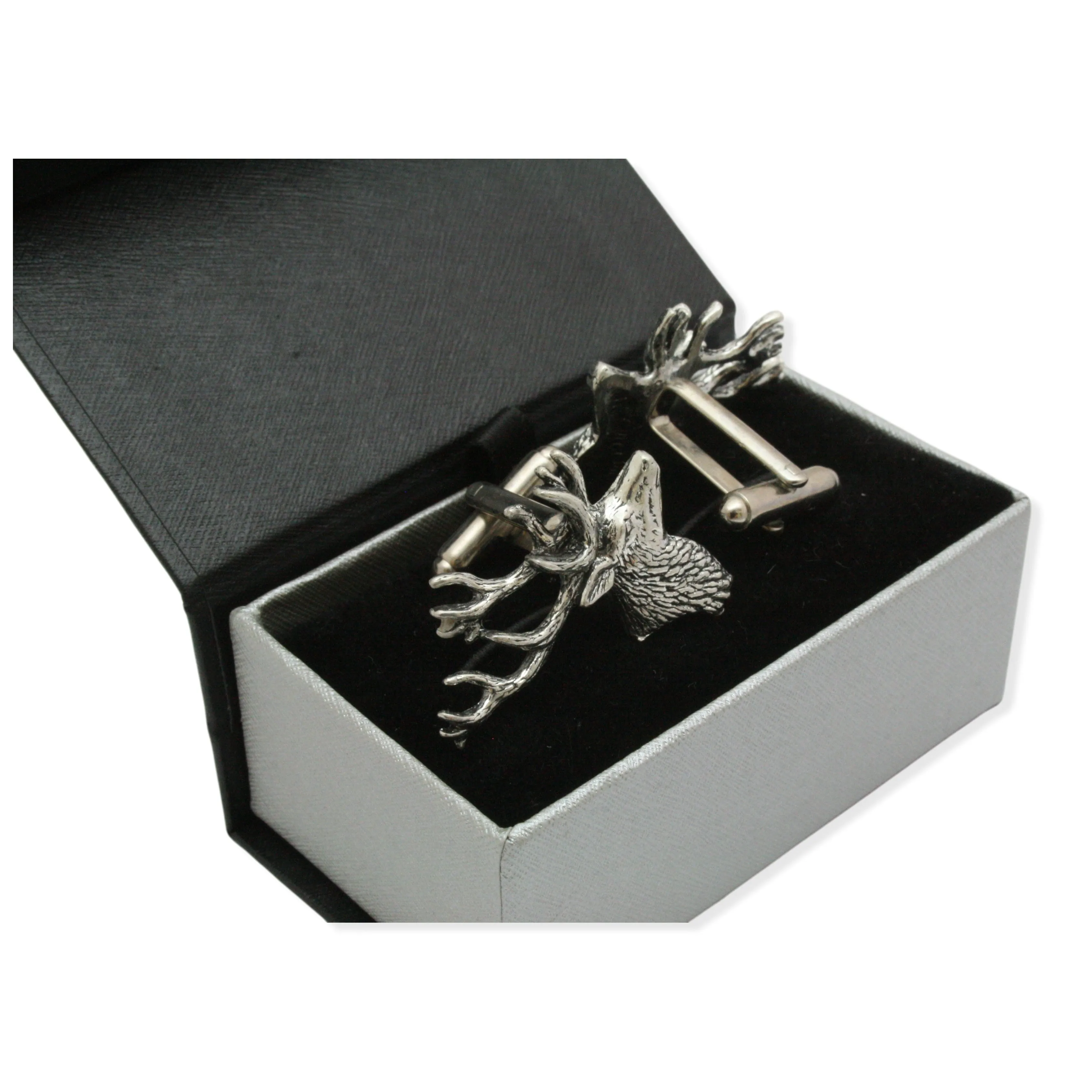 Stag Head Pewter Cufflinks Hunting