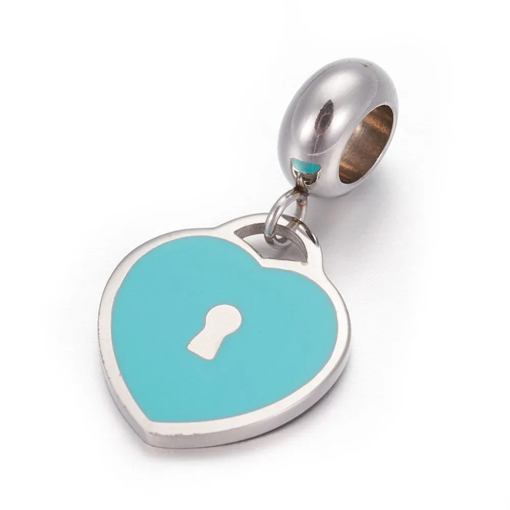 Stainless Steel Blue Enamel Charm