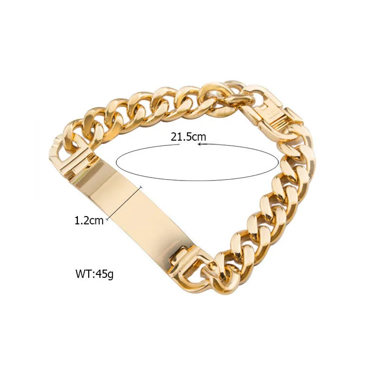 Stainless Steel ID Bracelets Men Fashion Jewelry Gold Silver