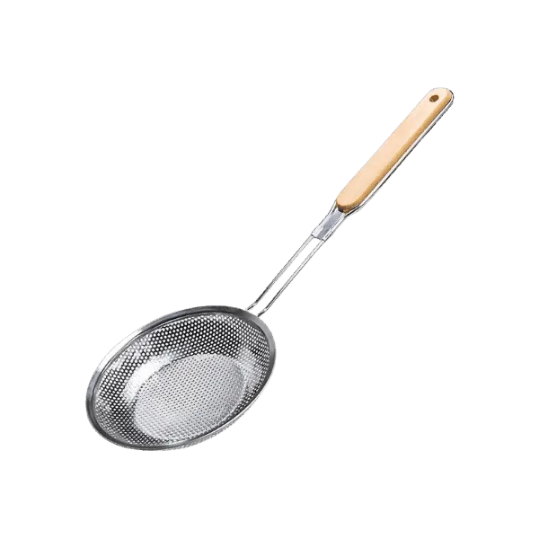 STAINLESS STEEL STRAINER WITH WOODEN HANDLE MEDIUM