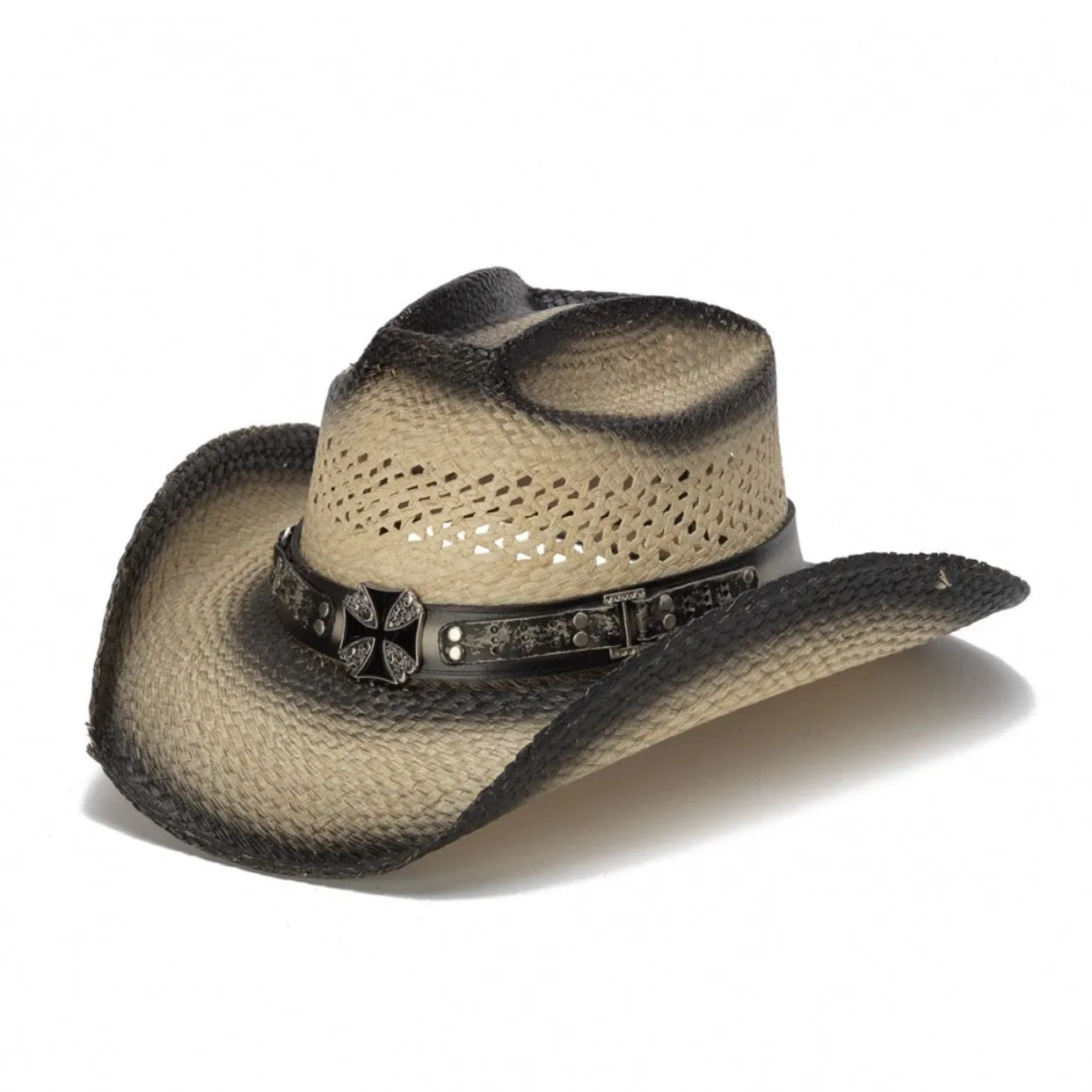 Stampede Women's Western Straw Hat - The Maltese Cross Black Stained