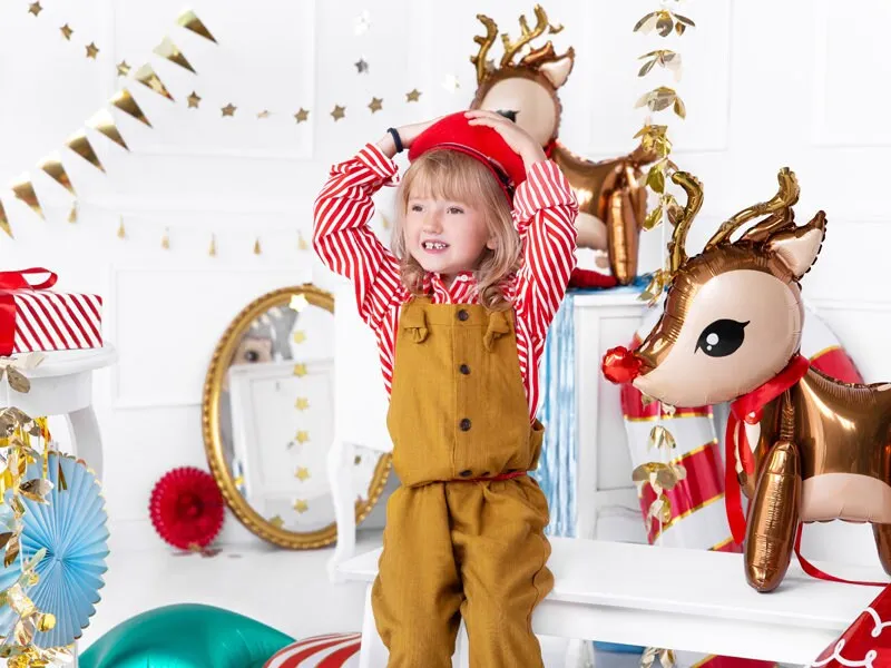 Standing Reindeer Balloon, Adorable Christmas Party Decor,  No Helium Needed