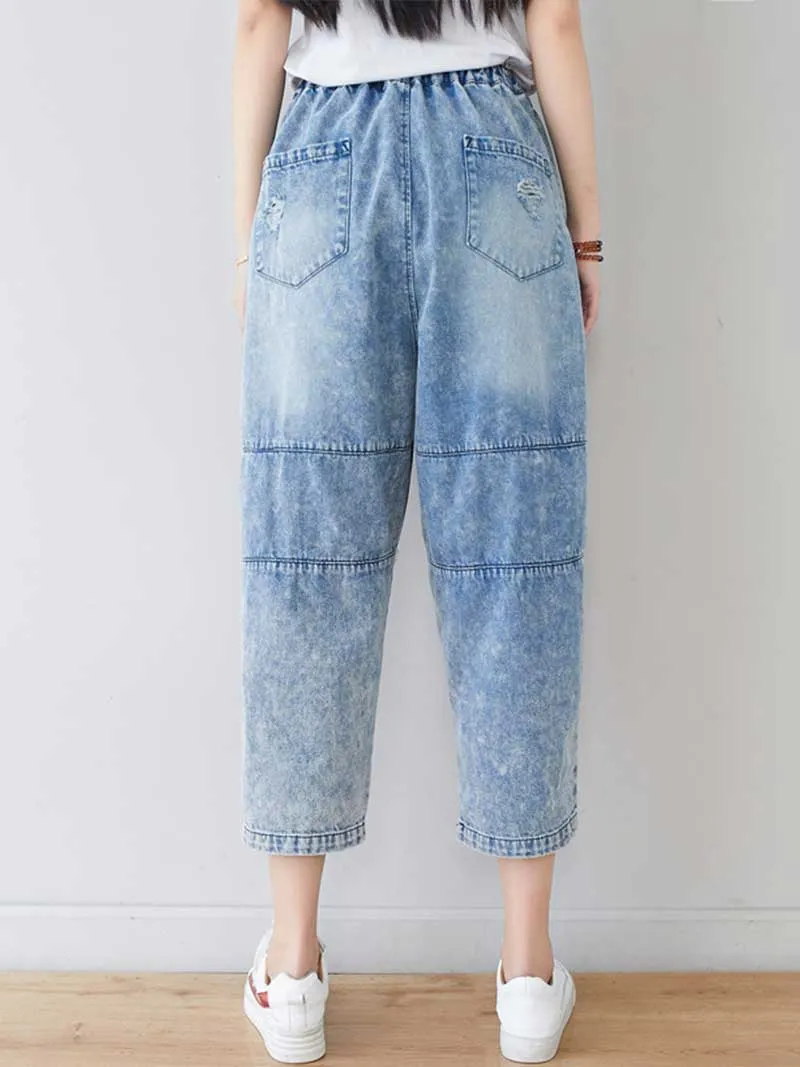 Starry Eyes Denim Baggy Cropped Pant