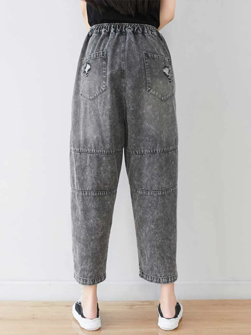 Starry Eyes Denim Baggy Cropped Pant