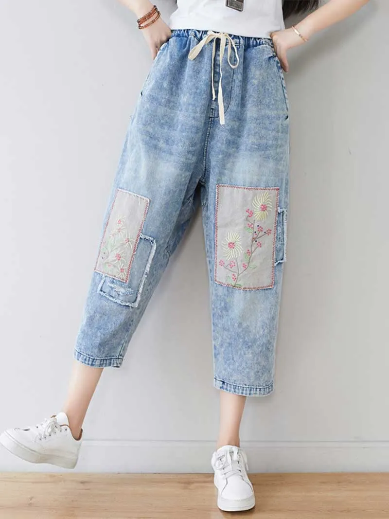 Starry Eyes Denim Baggy Cropped Pant