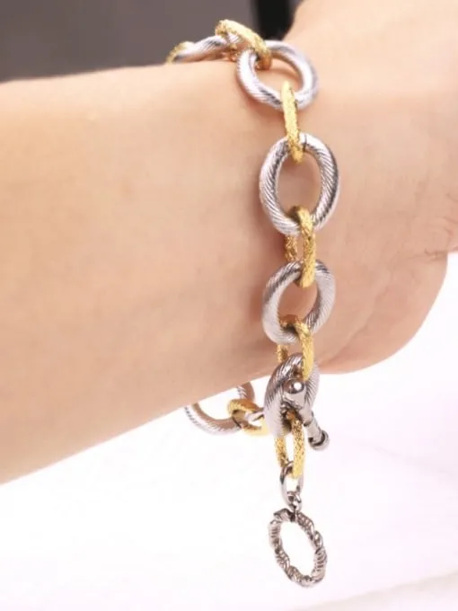 Statement Toggle Bracelet, Stainless Steel Waterproof Oval Link Gold and Silver Toggle Bracelet