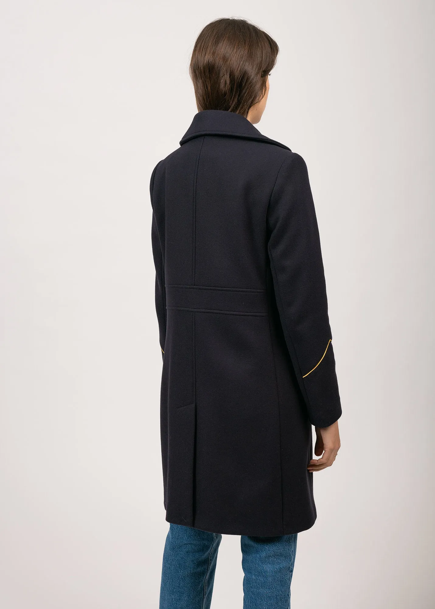 Ste Louane officer jacket inspired coat - in wool cloth (NAVY)