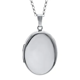 Sterling Silver 20x25mm Oval Locket Necklace