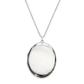 Sterling Silver 39x47mm Oval Locket Necklace