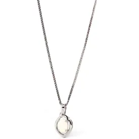 Sterling Silver Freeform Australian White Opal Bezel Set Necklace