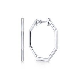 Sterling Silver Geometric Classic Hoop Earrings