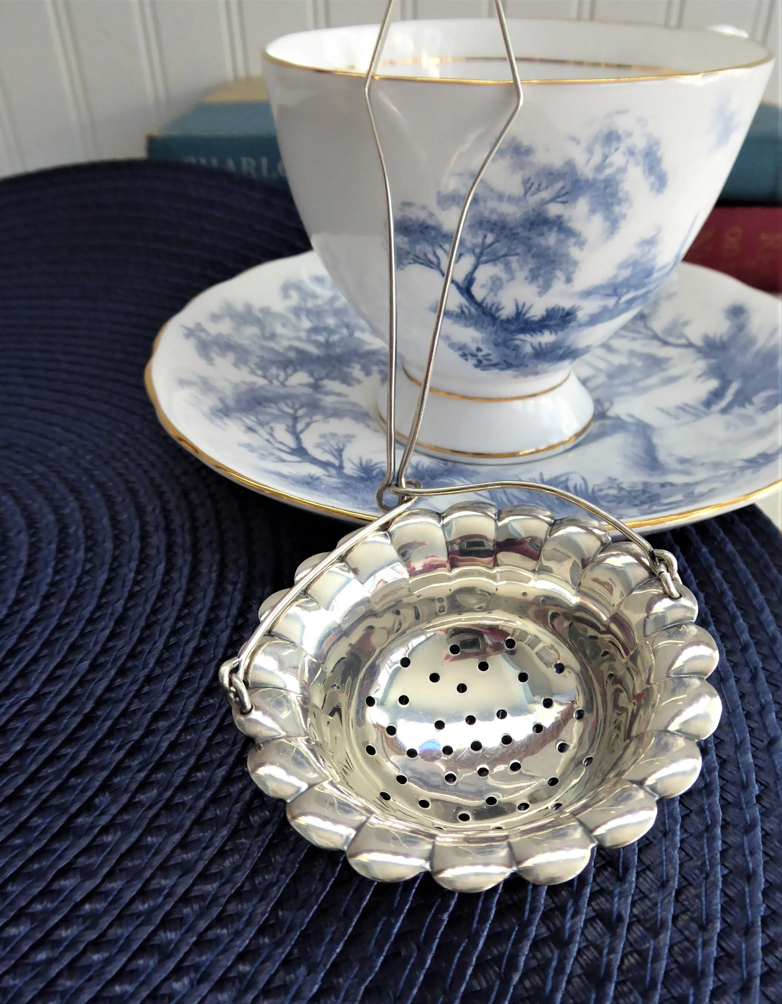 Sterling Silver Teapot Spout Tea Strainer Basket Ornate 1890s Tea Leaf Catcher Manchester