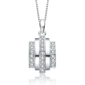 Sterling Silver Triple Band Cubic Zirconia Pendant