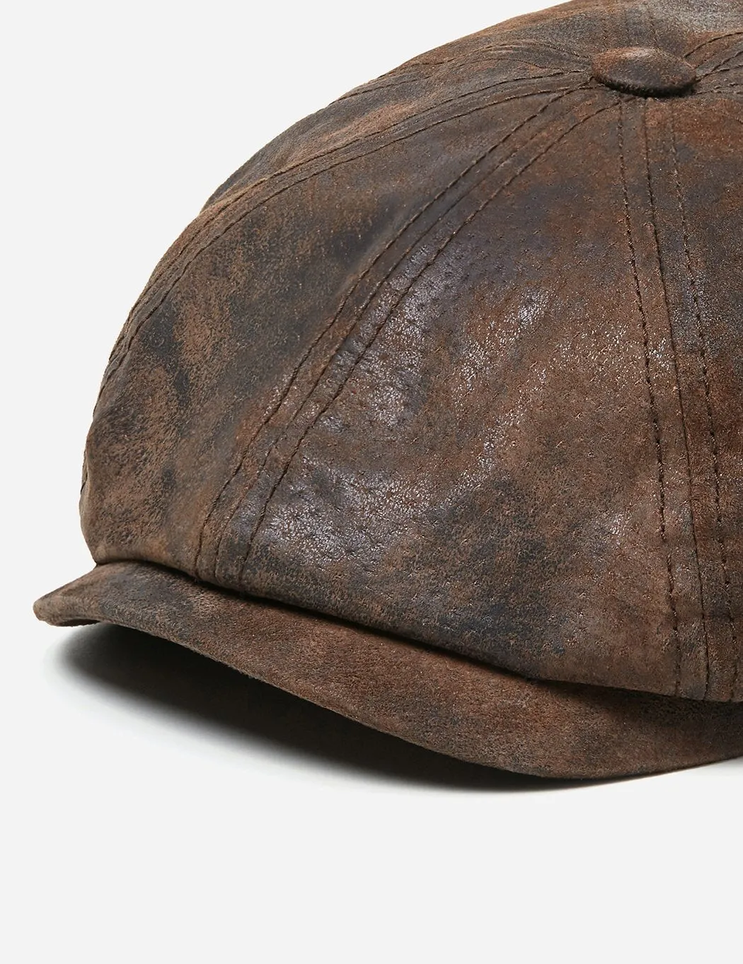 Stetson Hatteras Newsboy Cap (Pigskin) - Dark Brown