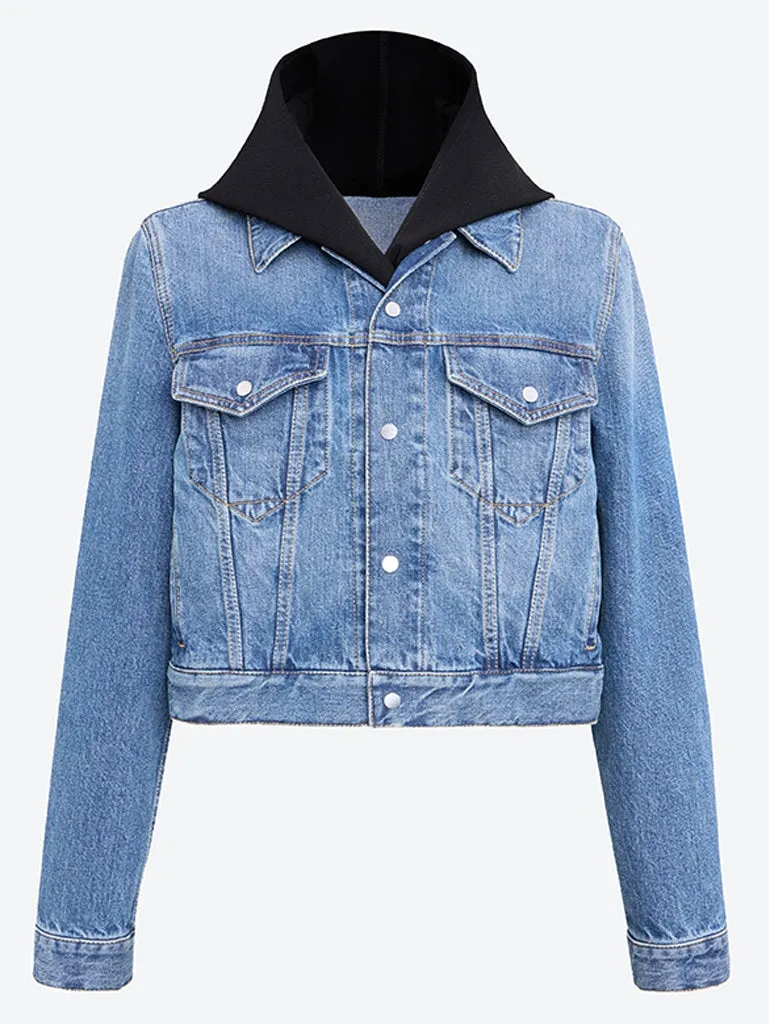 Stone denim hooded jacket