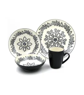 Stoneware Hanna 16pc Dinnerware Set - Granite