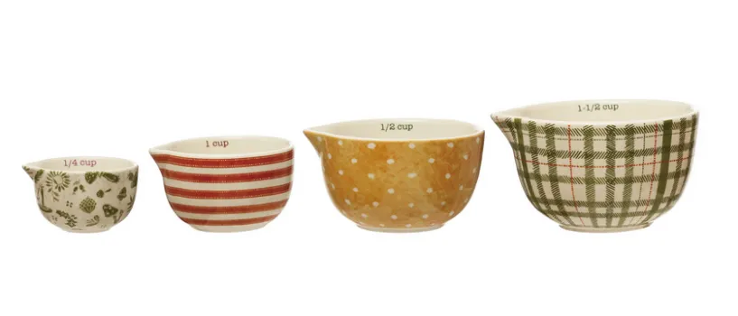 Stoneware Patterend Measuring Cups