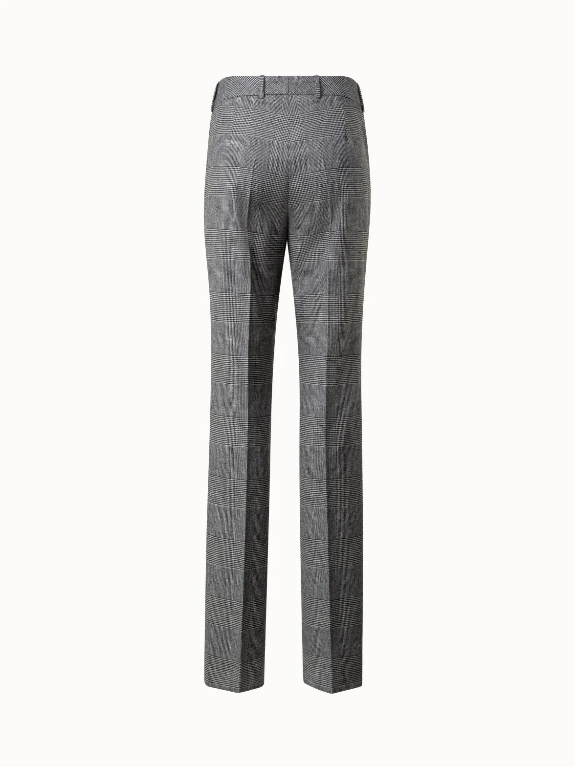 Straight Prince of Wales Checked Wool Cashmere Pants