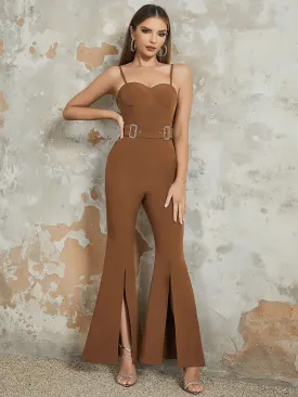 Strappy Sleeveless Bell Bottom Bodycon Jumpsuit HB100190